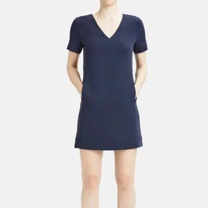 THEORY V Neck Banded Shift Dress with Pockets!